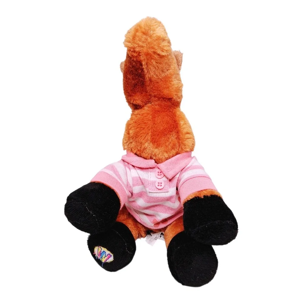 Webkinz Ganz Brown Horse Plush‎ Toy Stuffed Animal Pink Striped Shirt Button Up